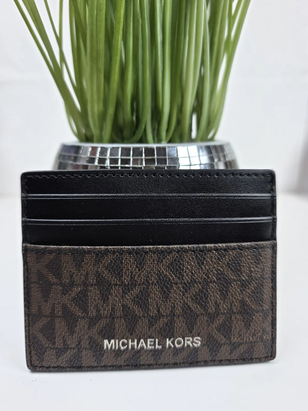 Michael Kors Unisex Brown and Black Signature Slim Card Holder